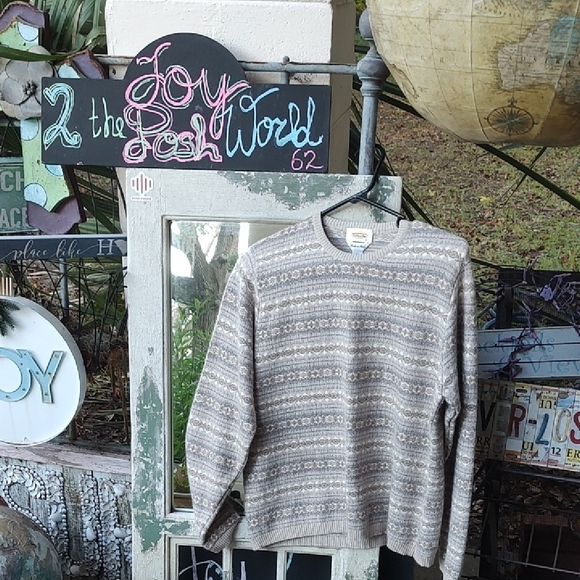 Talbots Sweaters - EUC Talbots Beige, taupe ,blue Patterned Sweater Fairisle style
